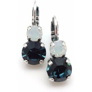 Mariana Mood Indigo Silvertone Earrings Dark Blue with White Crystals 1069 NWT